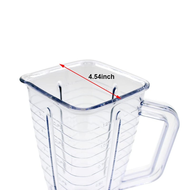 Anbige Replacement parts 5-Cup Square Top Plastic Jar Assembly With 6 Point Fusion Blade, Gasket, Base, Lid. Compatible with Oster Blenders - Image 3